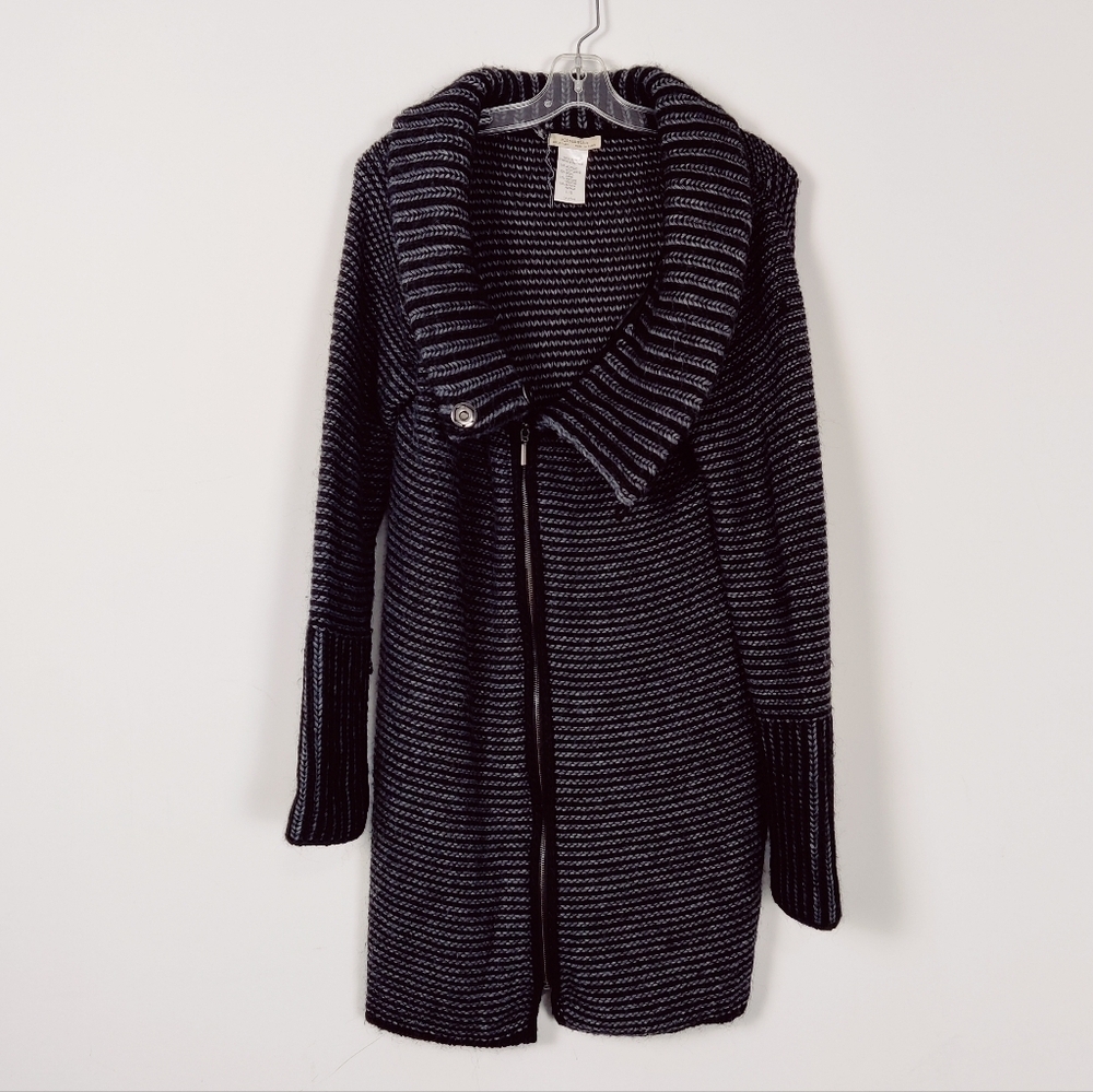 Elisabetta Women's Wool Blend Long Zip Up Cardigan Size Large Made In Italy Fall